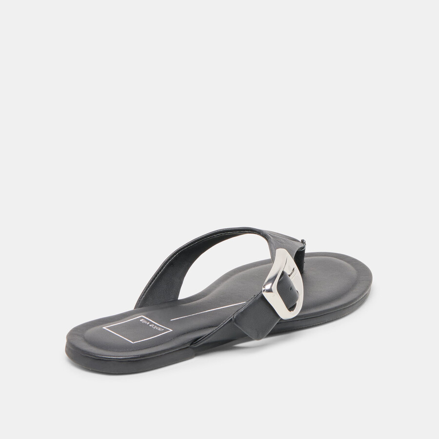 sandali rossa in pelle nera