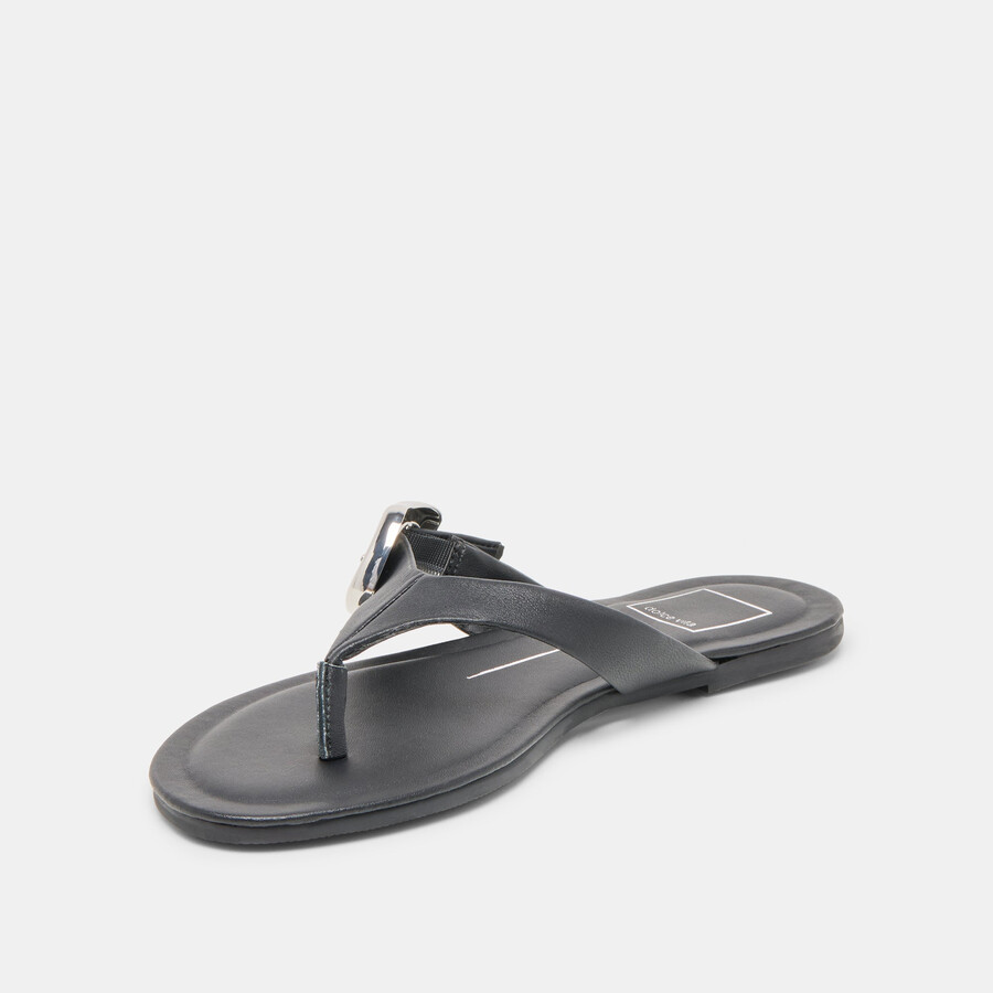 sandali rossa in pelle nera