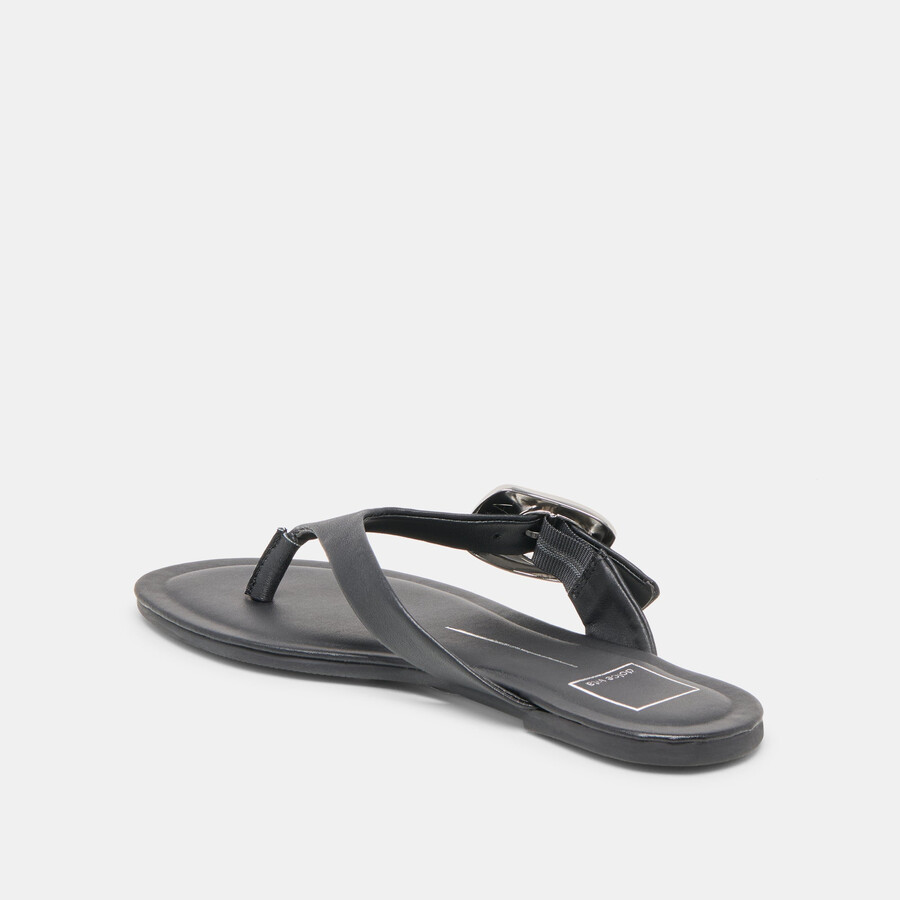 sandali rossa in pelle nera