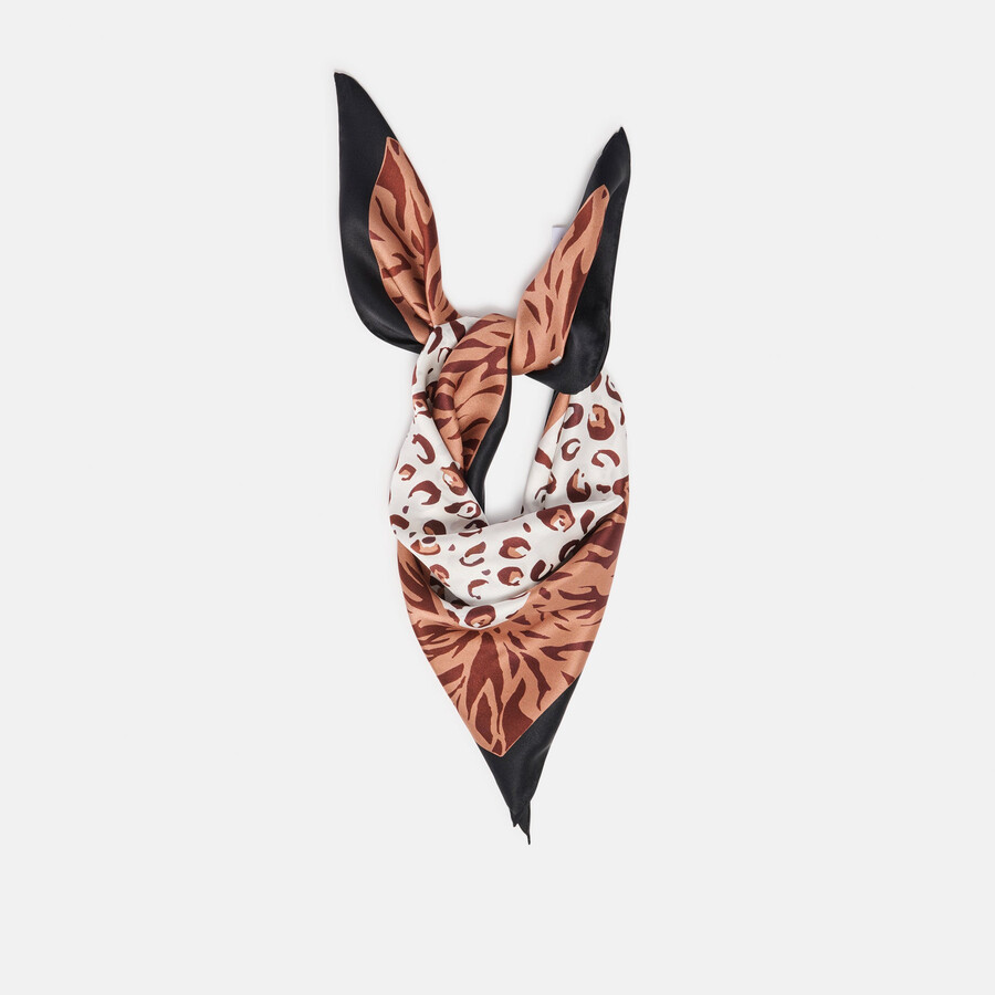 sciarpa con stampa animalier marrone multi