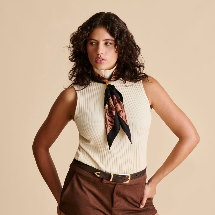 sciarpa con stampa animalier marrone multi