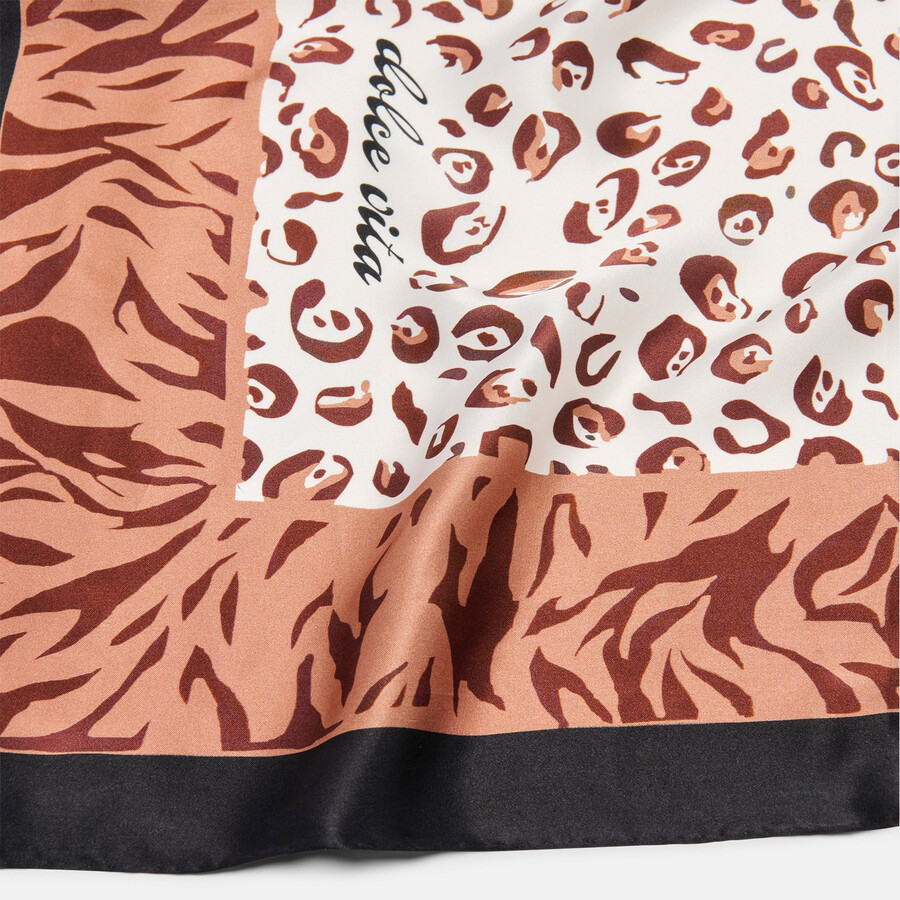 sciarpa con stampa animalier marrone multi