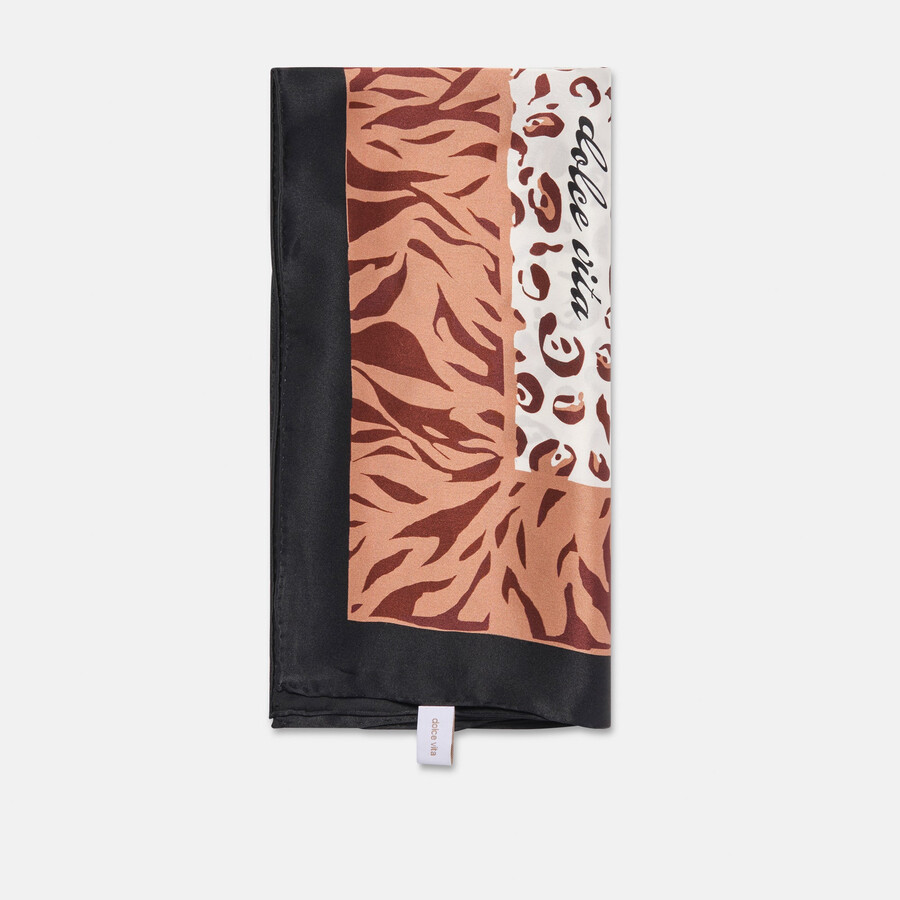 sciarpa con stampa animalier marrone multi