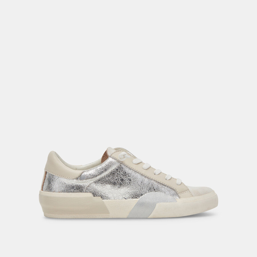 sneakers zina in pelle cromata anticata
