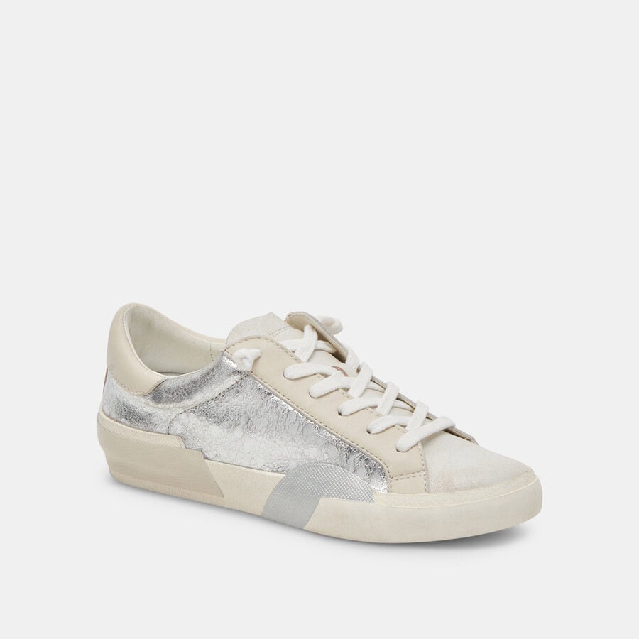 sneakers zina in pelle cromata anticata