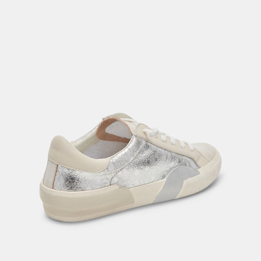 sneakers zina in pelle cromata anticata