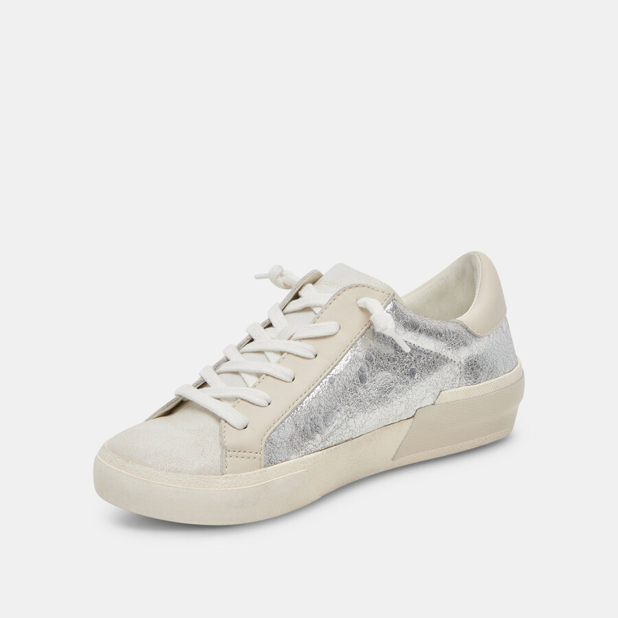 sneakers zina in pelle cromata anticata