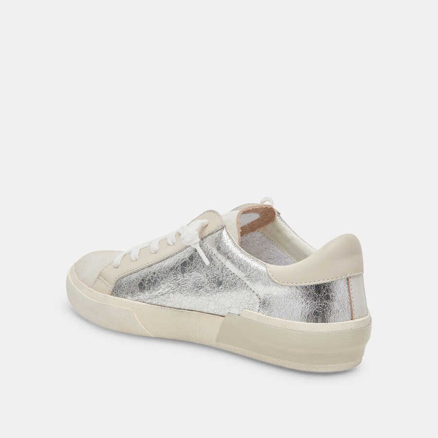 sneakers zina in pelle cromata anticata