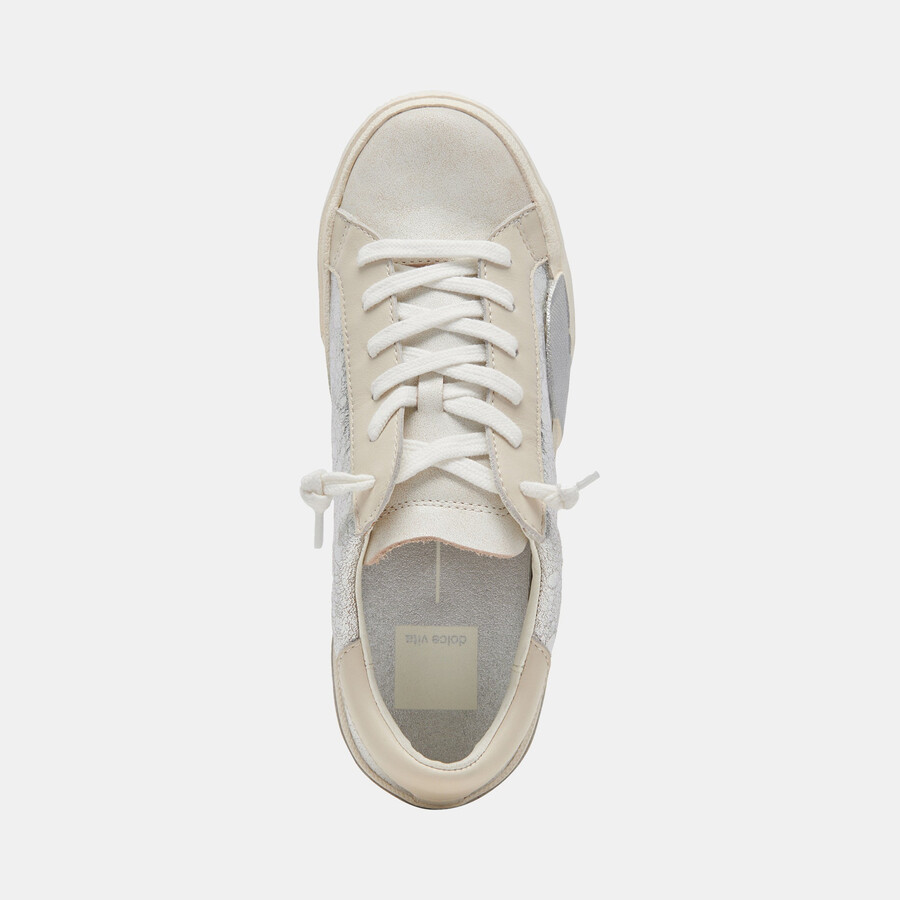 sneakers zina in pelle cromata anticata