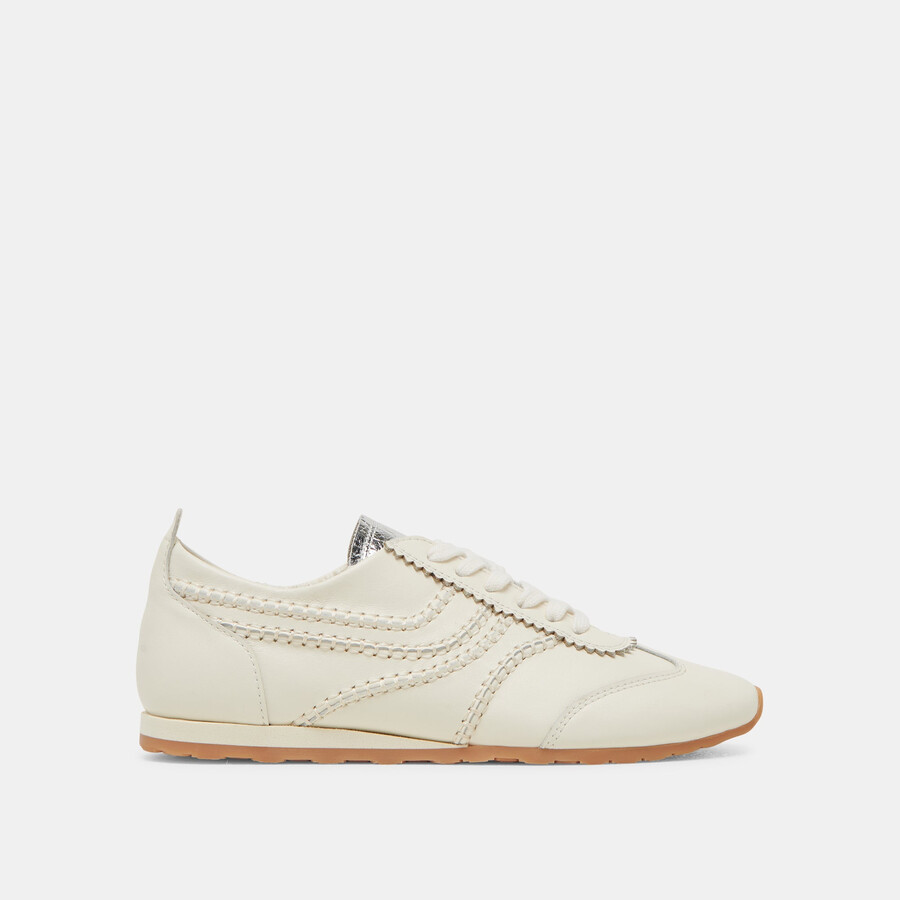 sneakers delany in pelle bianco sporco