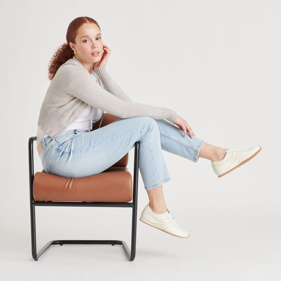 sneakers delany in pelle bianco sporco