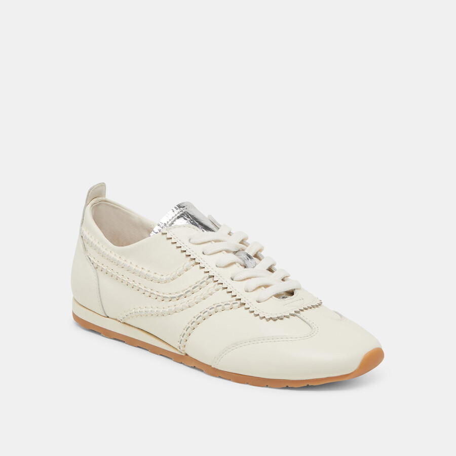 sneakers delany in pelle bianco sporco