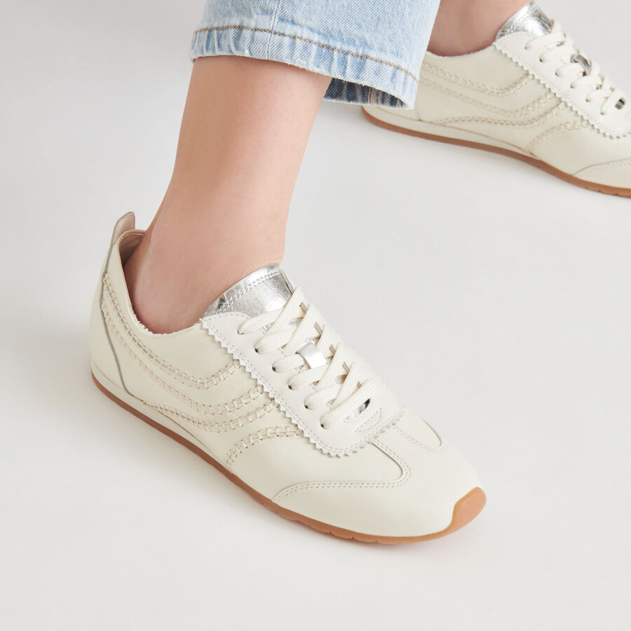 sneakers delany in pelle bianco sporco