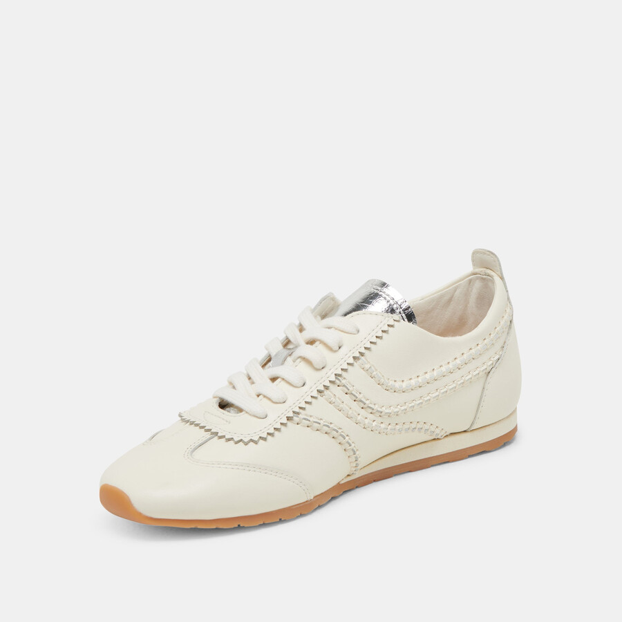 sneakers delany in pelle bianco sporco