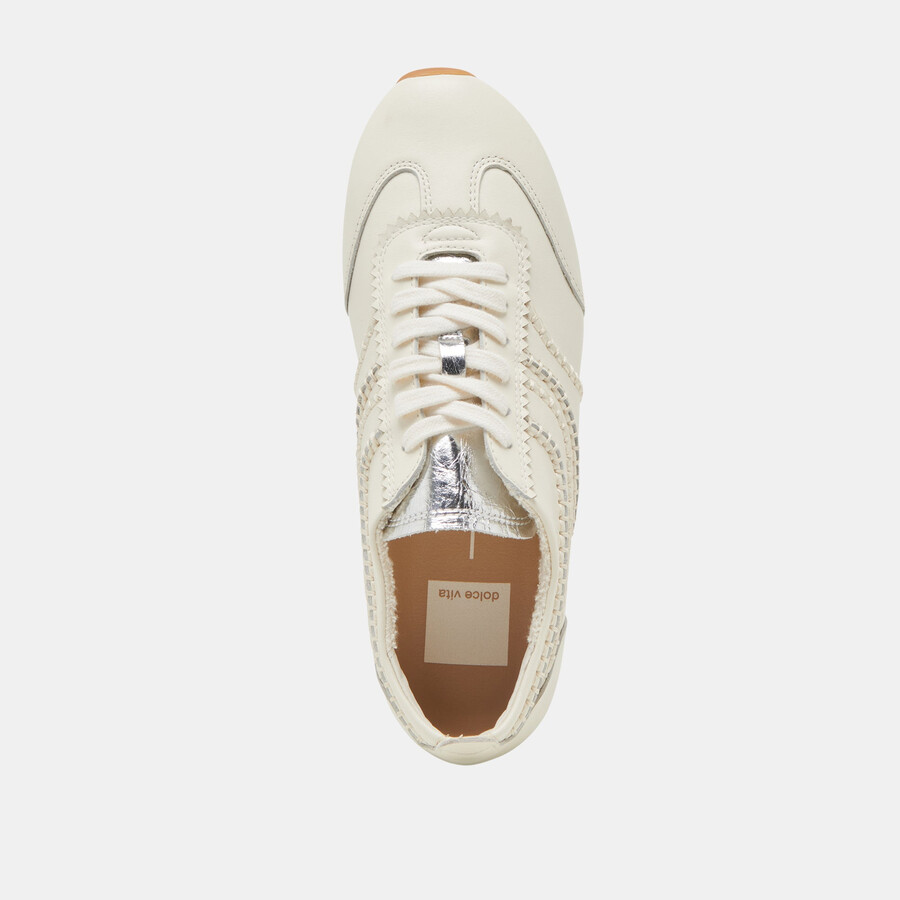 sneakers delany in pelle bianco sporco