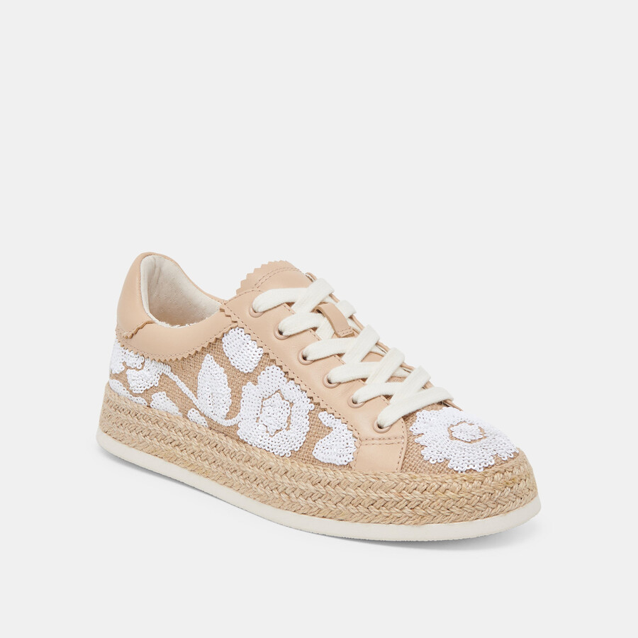 sneakers azalia con paillettes floreali naturali multicolori
