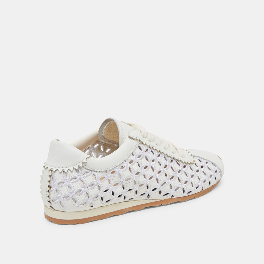 sneakers danie eyelet perf in vera pelle bianca
