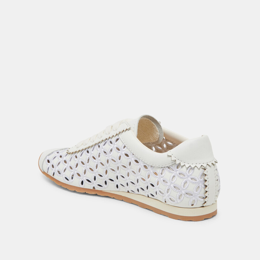sneakers danie eyelet perf in vera pelle bianca