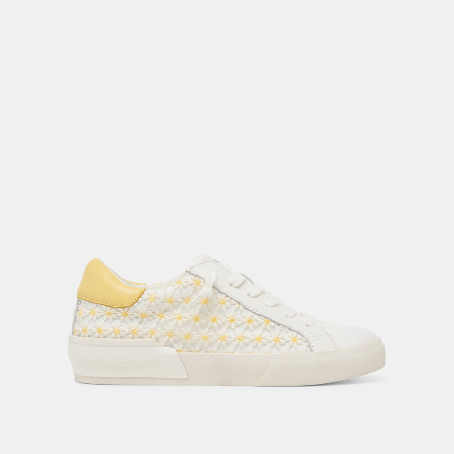 sneakers zina floral bianche e gialle in rete floreale