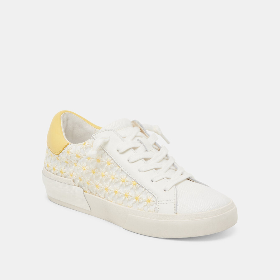 sneakers zina floral bianche e gialle in rete floreale