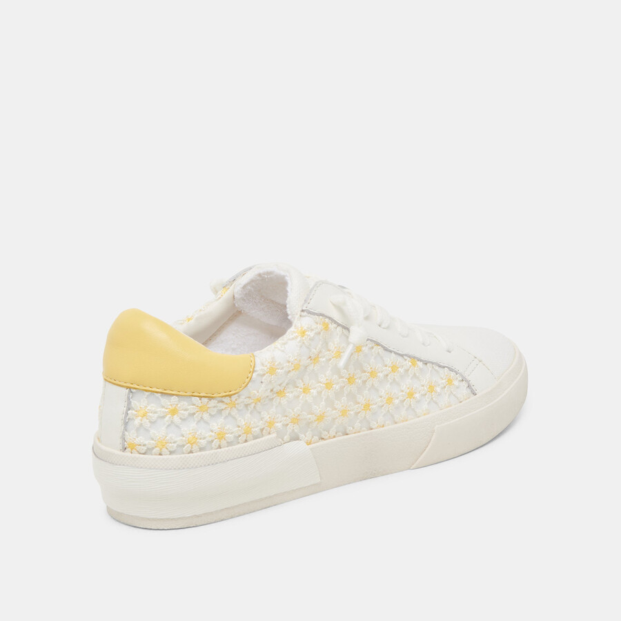 sneakers zina floral bianche e gialle in rete floreale