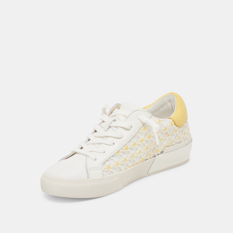 sneakers zina floral bianche e gialle in rete floreale