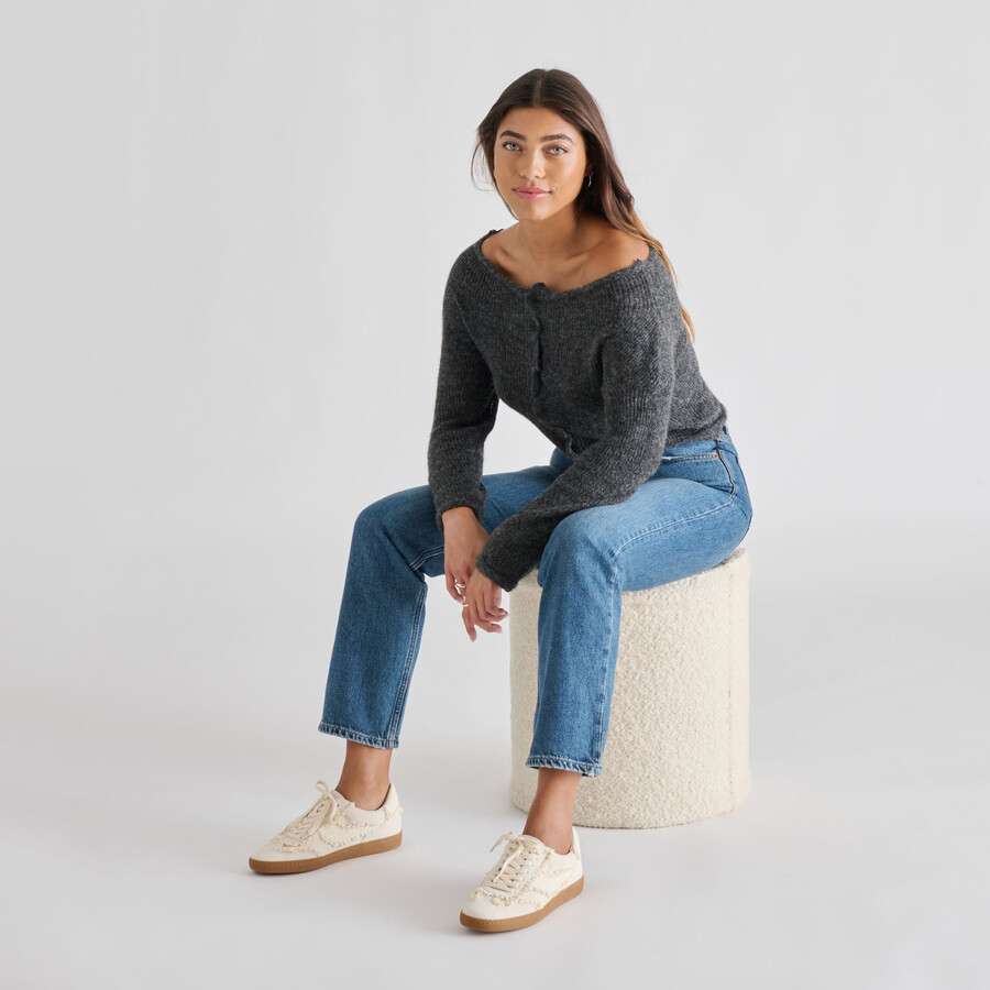 avviso sneakers in pizzo scamosciato avorio
