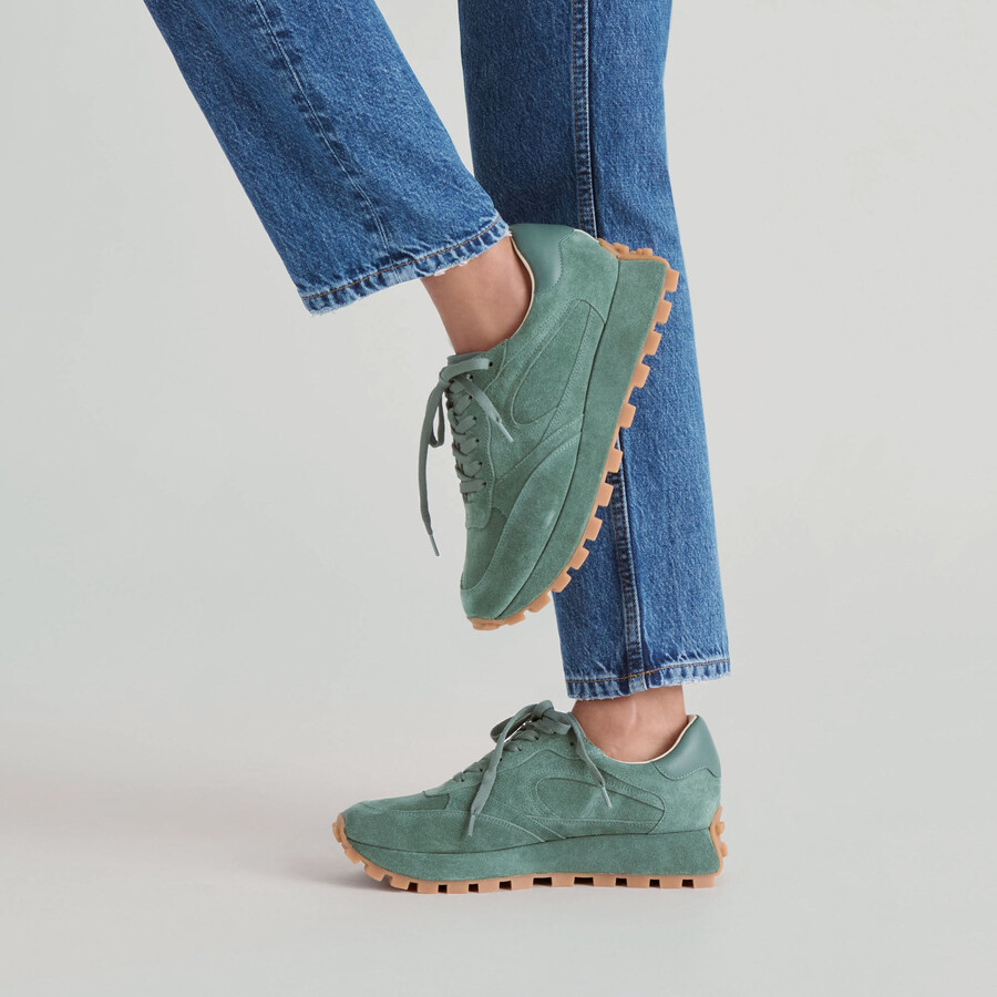 sneakers tricia in pelle scamosciata verde scuro