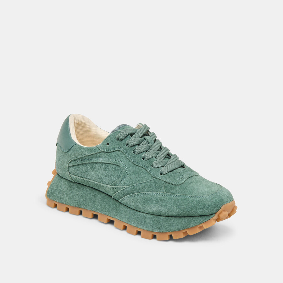 sneakers tricia in pelle scamosciata verde scuro