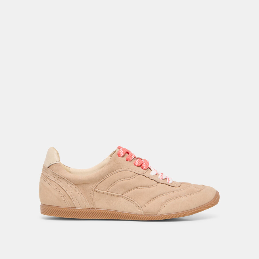 sneakers laini in pelle scamosciata color cammello