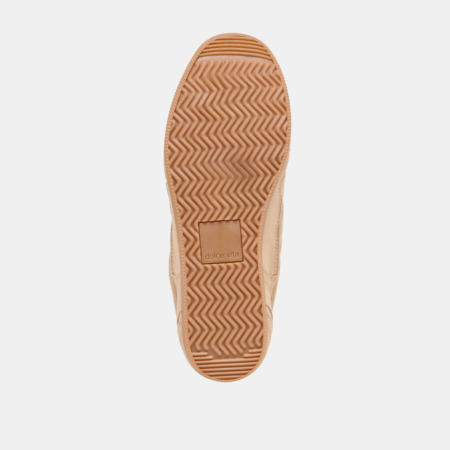 sneakers laini in pelle scamosciata color cammello