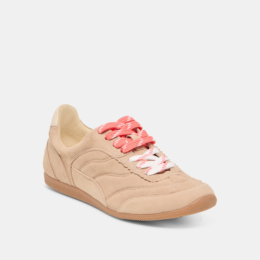 sneakers laini in pelle scamosciata color cammello