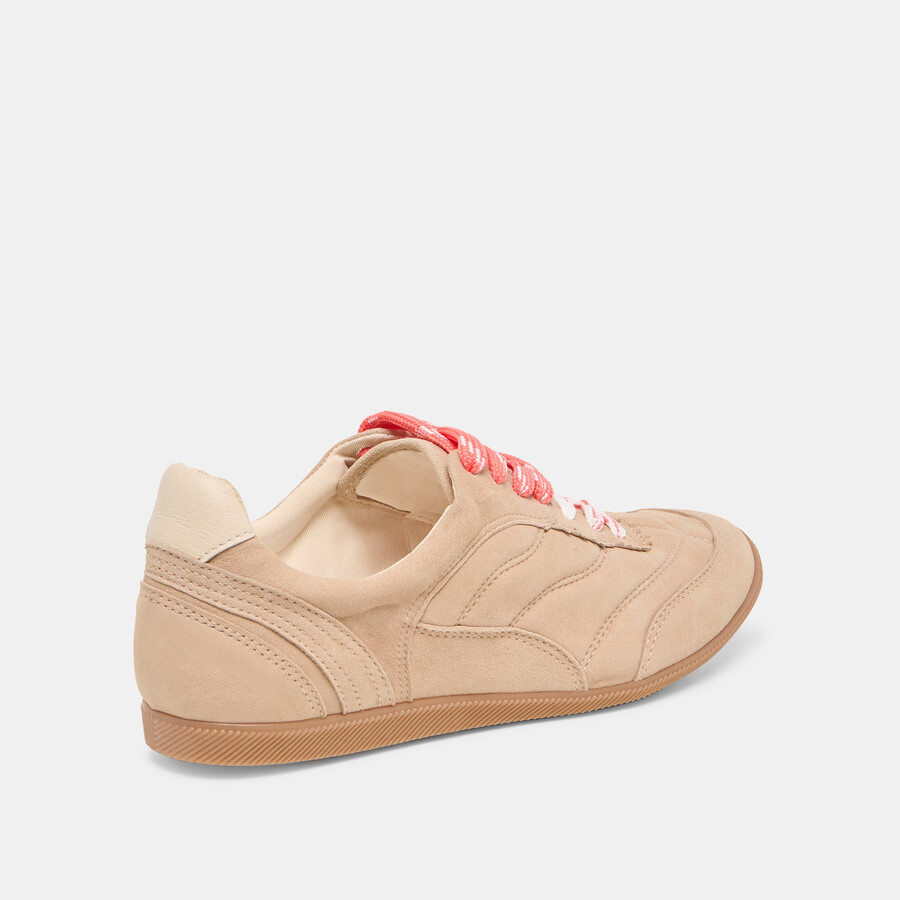sneakers laini in pelle scamosciata color cammello