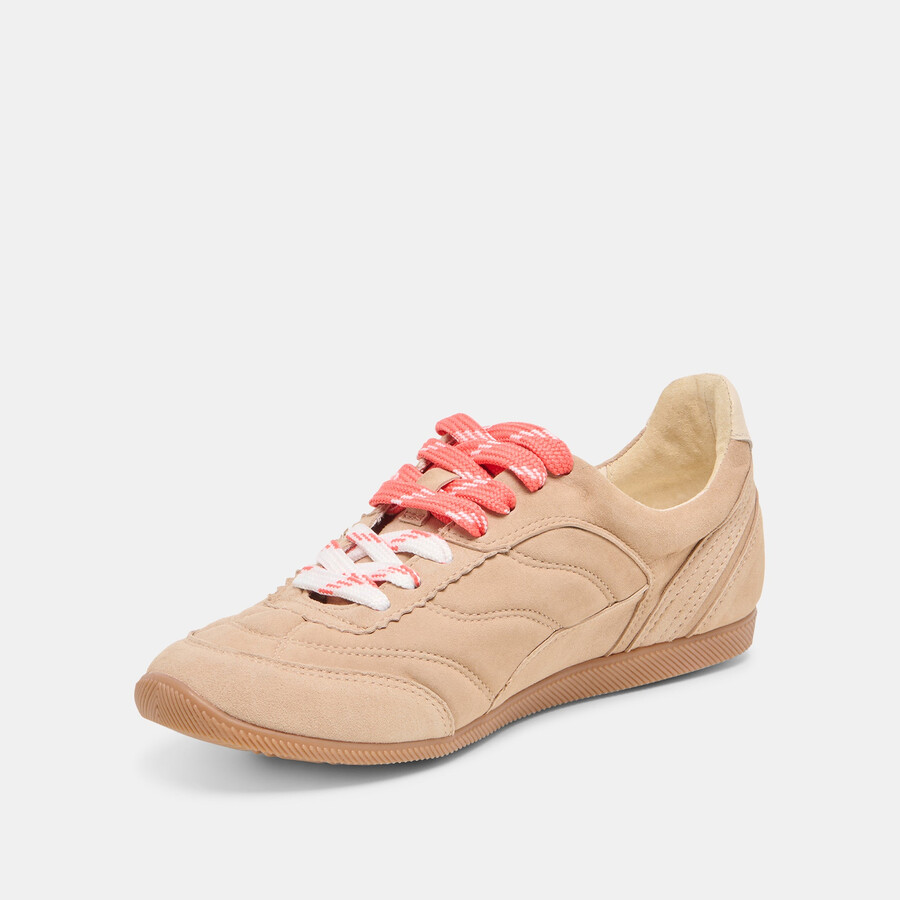 sneakers laini in pelle scamosciata color cammello