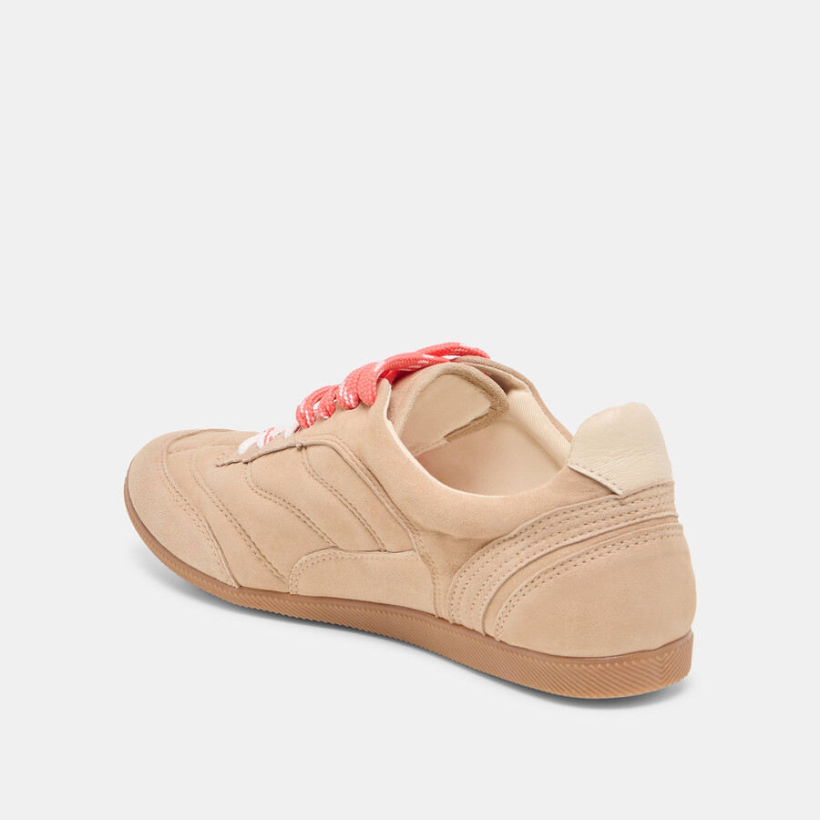 sneakers laini in pelle scamosciata color cammello