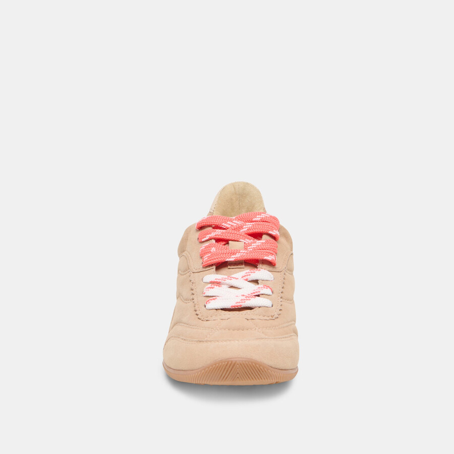 sneakers laini in pelle scamosciata color cammello