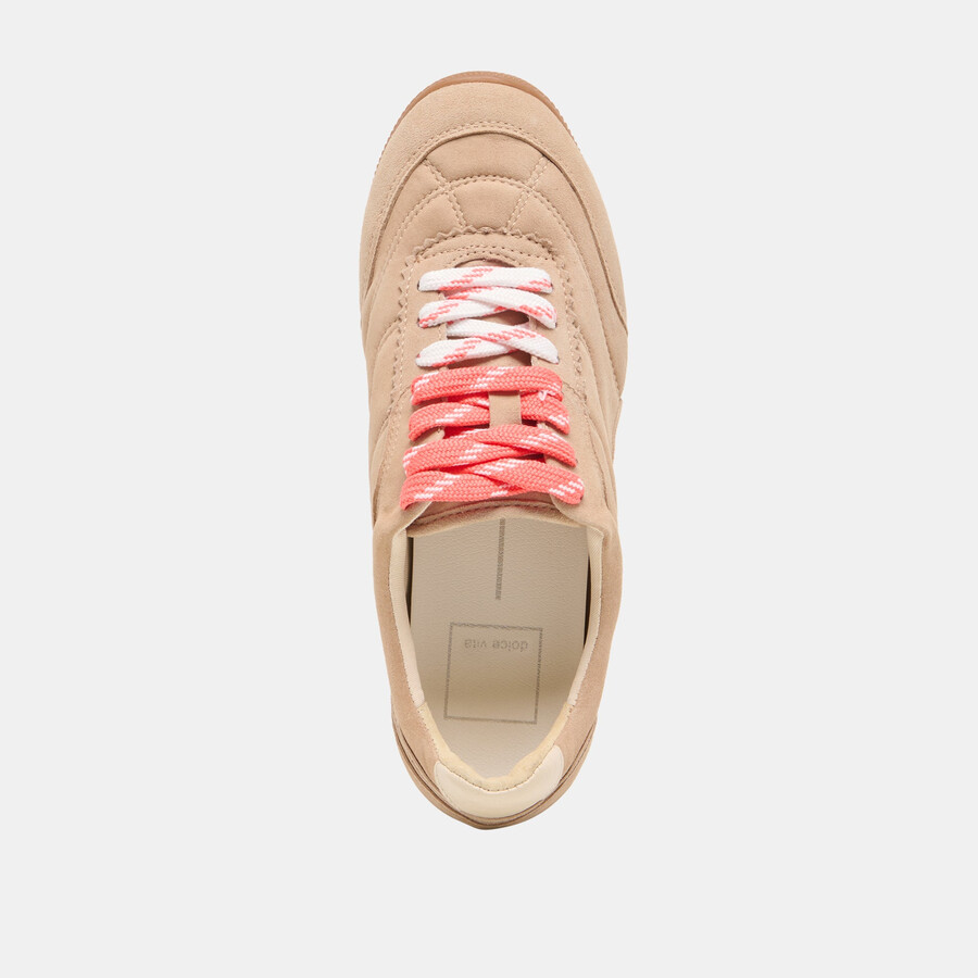 sneakers laini in pelle scamosciata color cammello