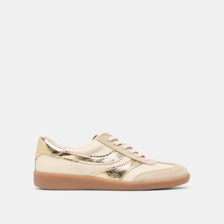merit sneakers in pelle bianca e oro