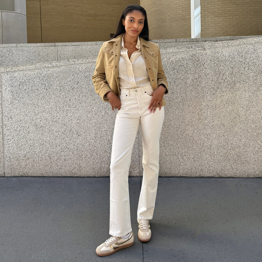 merit sneakers in pelle bianca e oro
