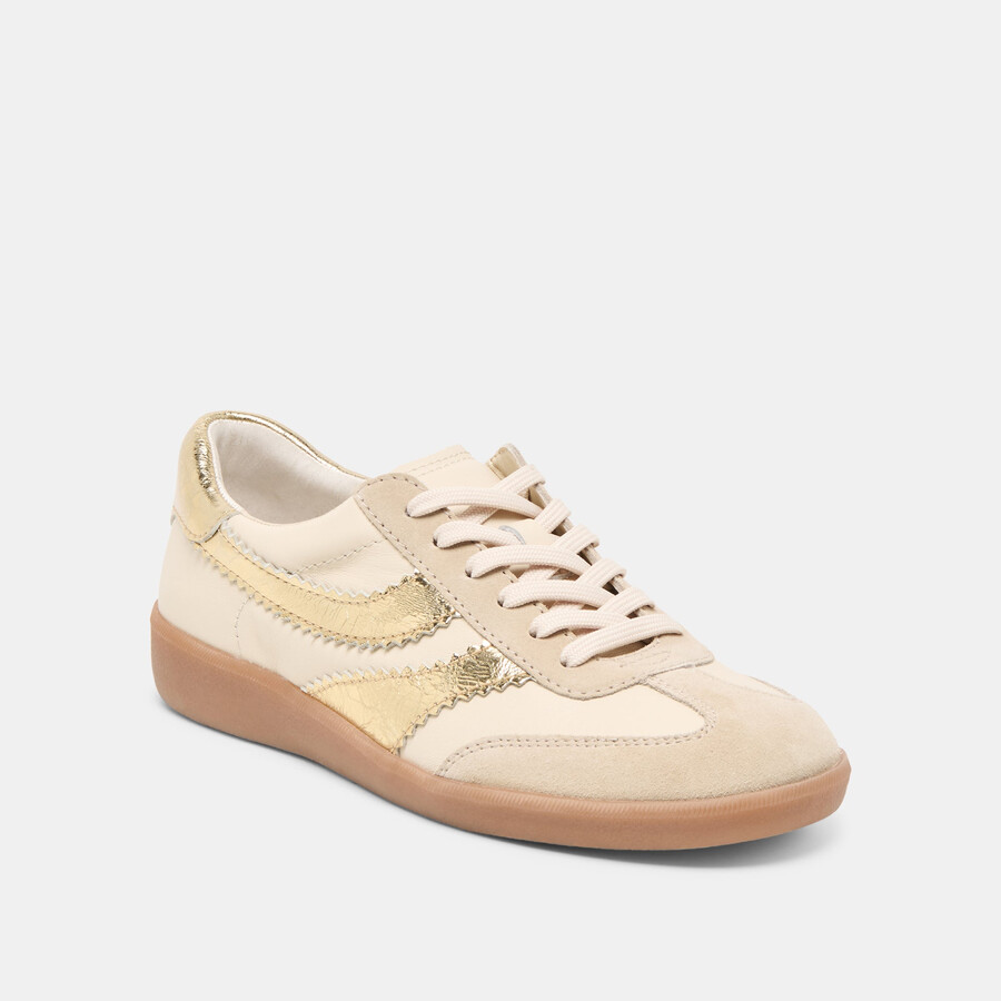 merit sneakers in pelle bianca e oro