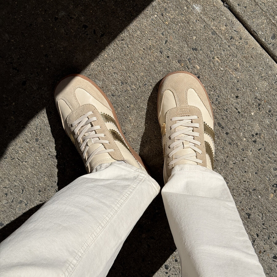 merit sneakers in pelle bianca e oro