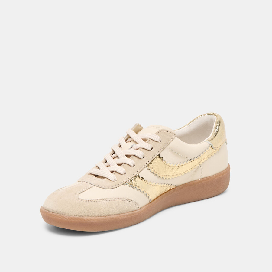 merit sneakers in pelle bianca e oro