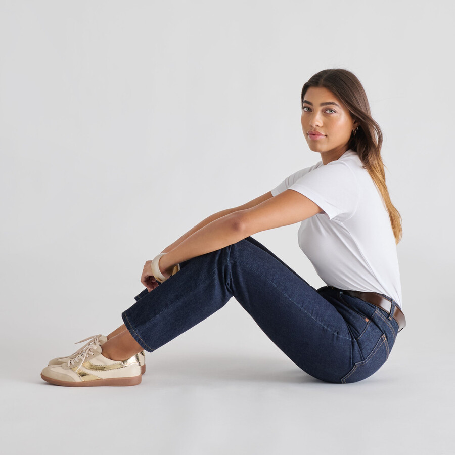 merit sneakers in pelle bianca e oro