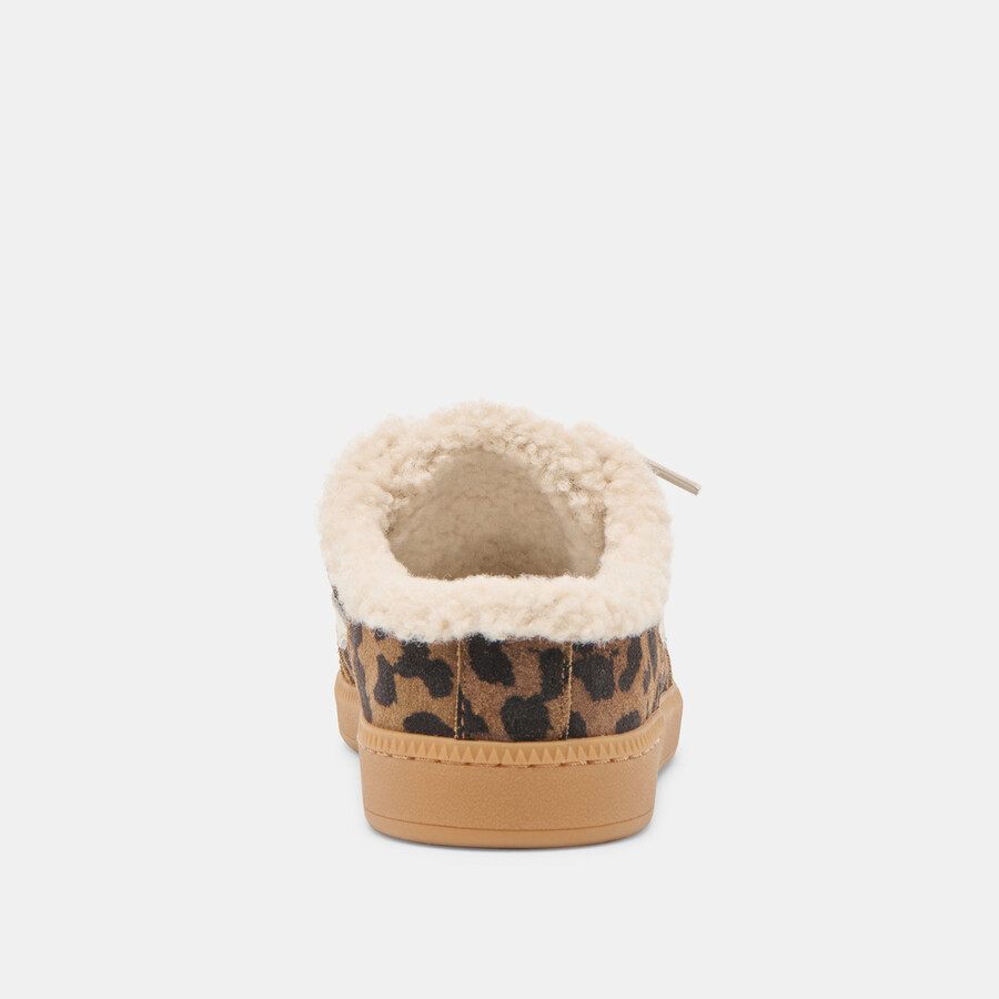 notice slide sneakers in peluche marrone in pelle scamosciata stampata leopardata