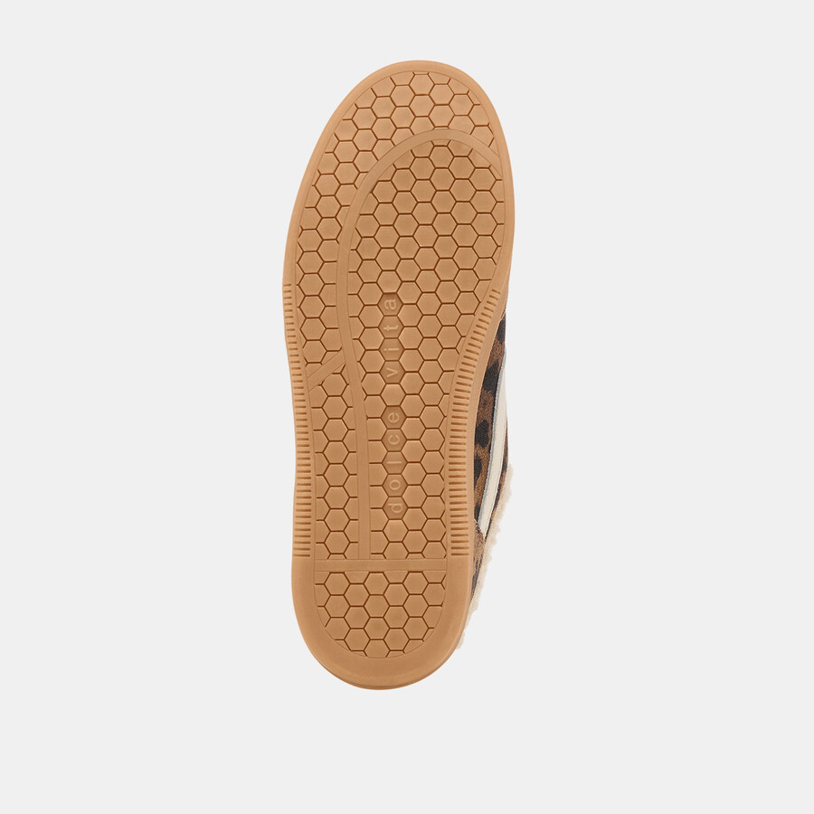notice slide sneakers in peluche marrone in pelle scamosciata stampata leopardata
