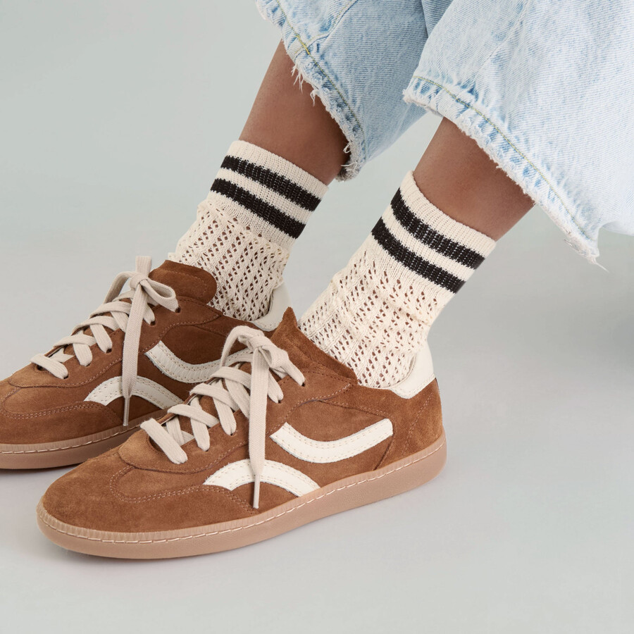 sneakers ribelli in pelle scamosciata color pecan