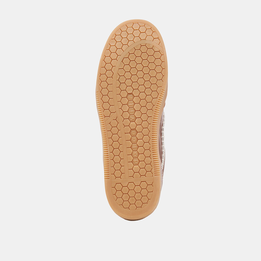 sneakers notice stitch in pelle goffrata color cognac e coccodrillo