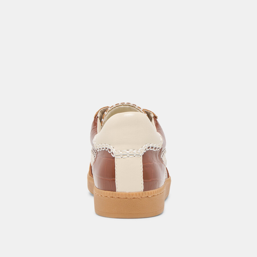 sneakers notice stitch in pelle goffrata color cognac e coccodrillo