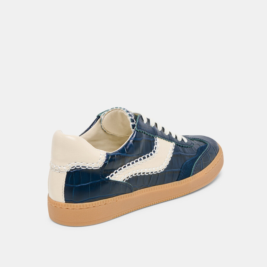 sneakers con cuciture in pelle goffrata ink croco