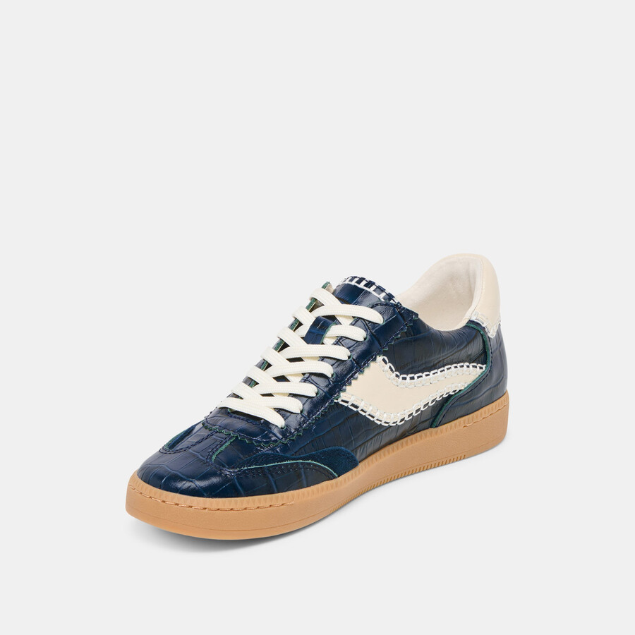 sneakers con cuciture in pelle goffrata ink croco